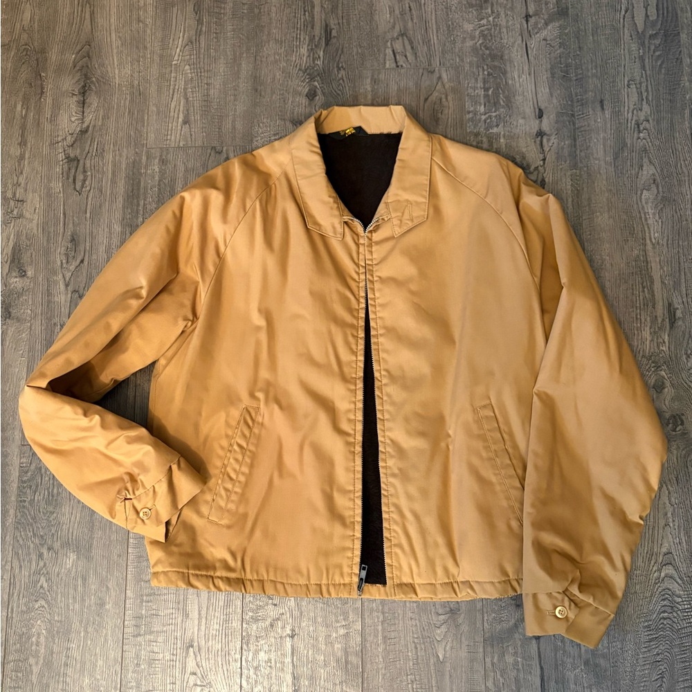 Sir‎ Jac Men's Sz Lrg Tan Bomber Jacket Vintage  faux fur lined